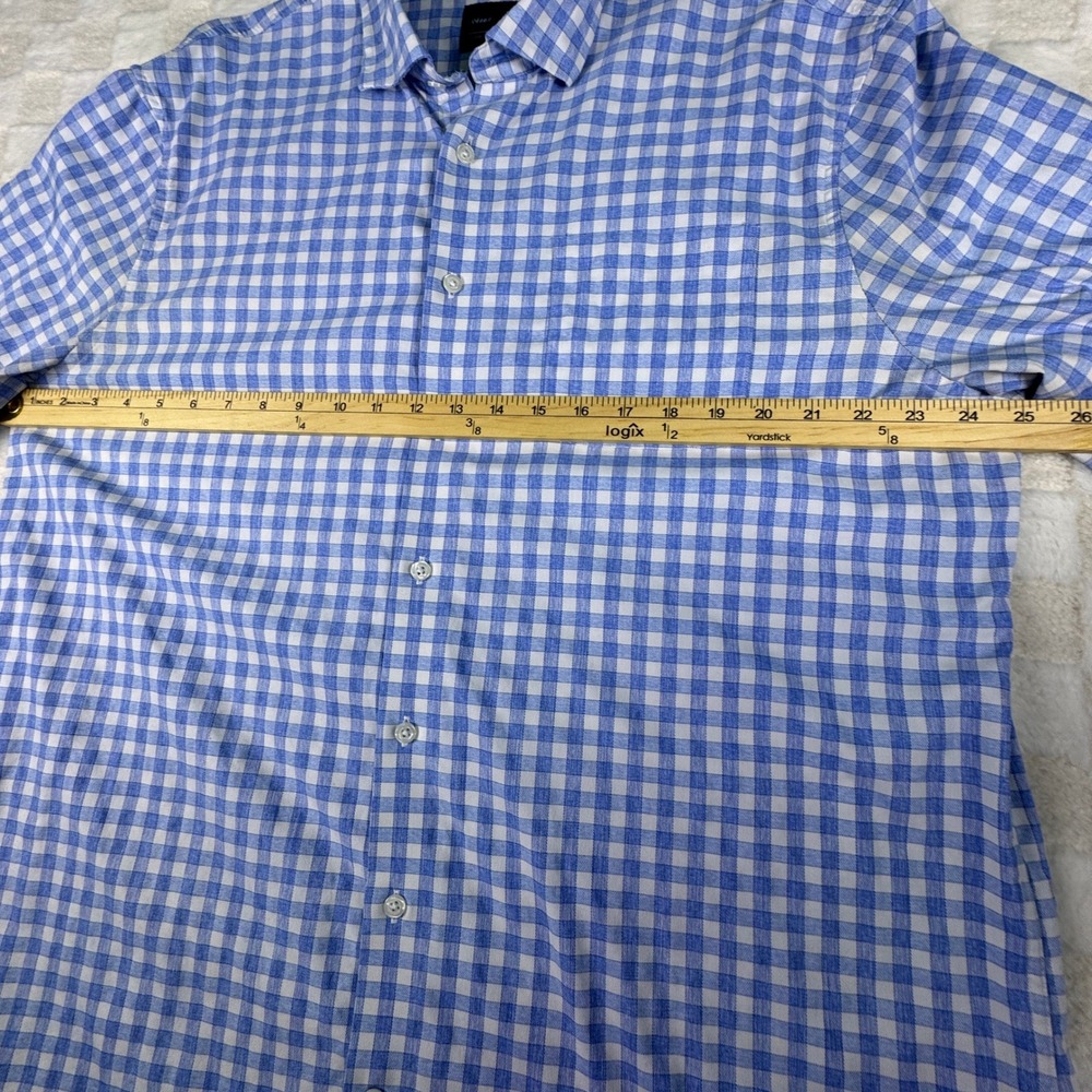 Johnnie-O Performance Gingham Button Down Shirt Mens XL Blue White Plaid Bamboo - Picture 10 of 12